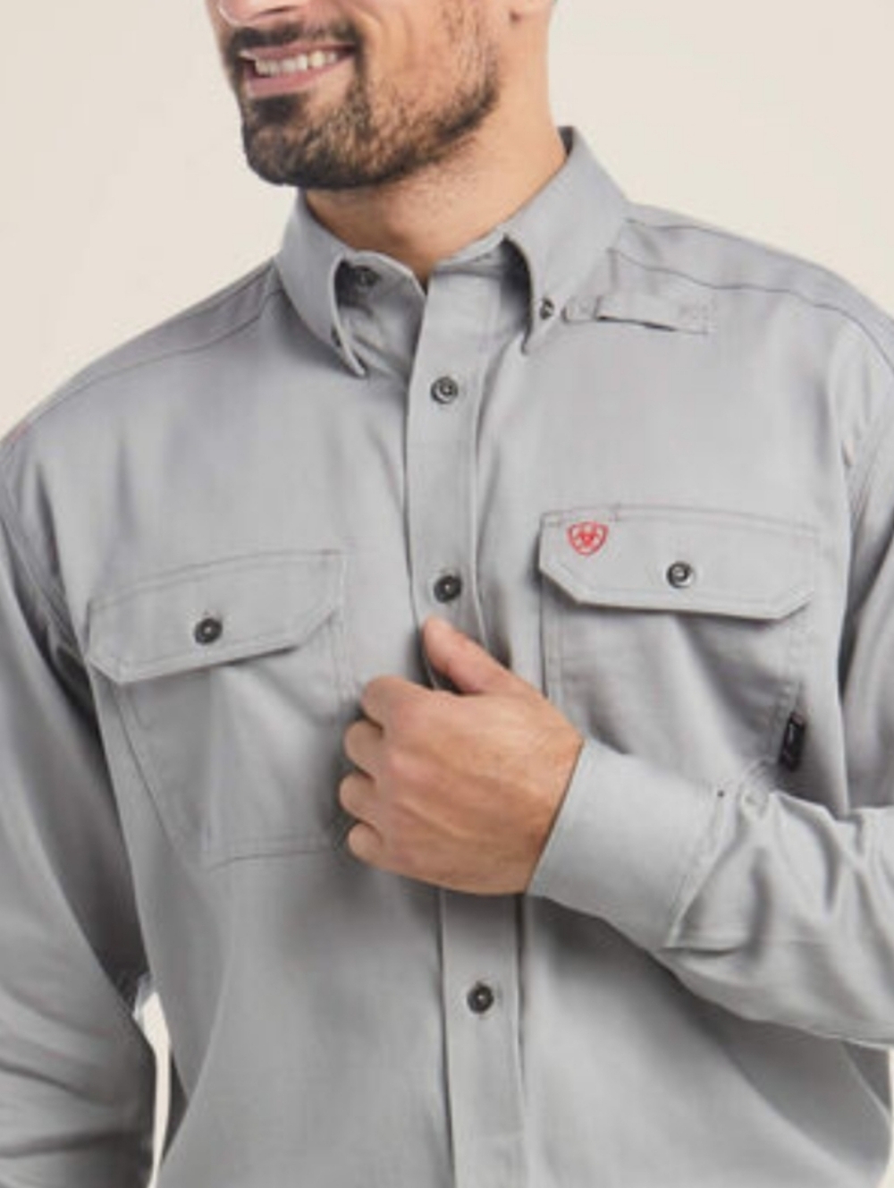 ARIAT Men's FR Solid Vent Work Shirt - Silver Fox